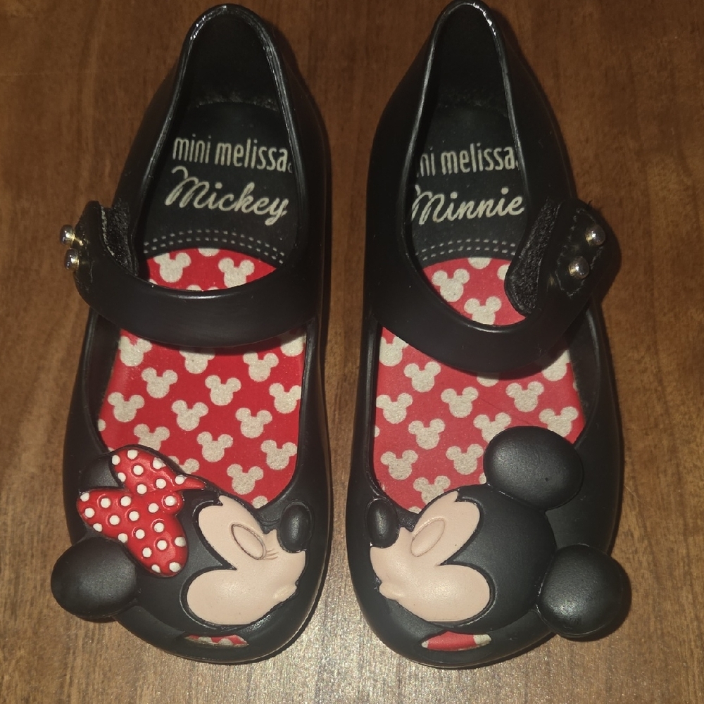 Mini Melissa Black Mickey & Minnie Kids Dress Shoes